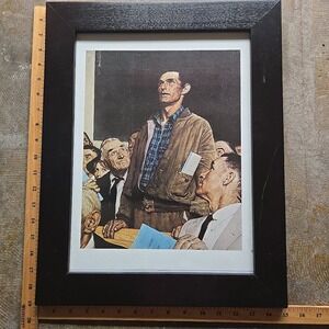 Norman Rockwell Freedom Speech Framed Print Black Wood Art 15x19 Americana Decor